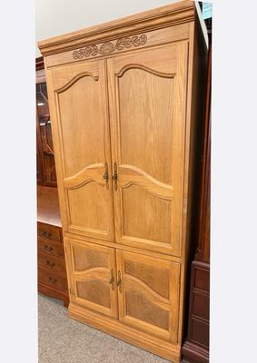 Vintage Light Oak Storage Armoire