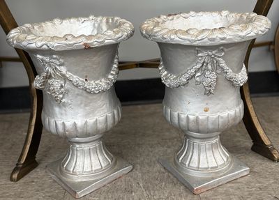 Pair of Solid Cast Garden Urns