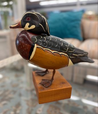 Hand Carved Wood Duck Decoy by Patricia Corella