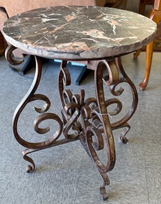Hollywood Regency Marble Top Accent Table