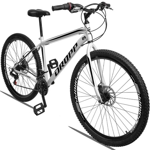 Bicicleta Aro 29 Dropp Aço Mtb 21 Marchas Câmbios (imp.) Freio À Disco Mecânico Branco e Preto 17