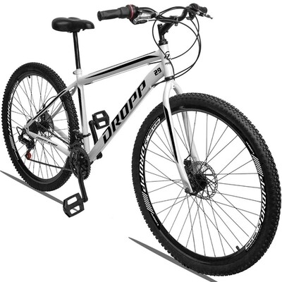 Bicicleta Aro 29 Dropp Aço Mtb 21 Marchas Câmbios (imp.) Freio À Disco Mecânico Branco e Preto 17