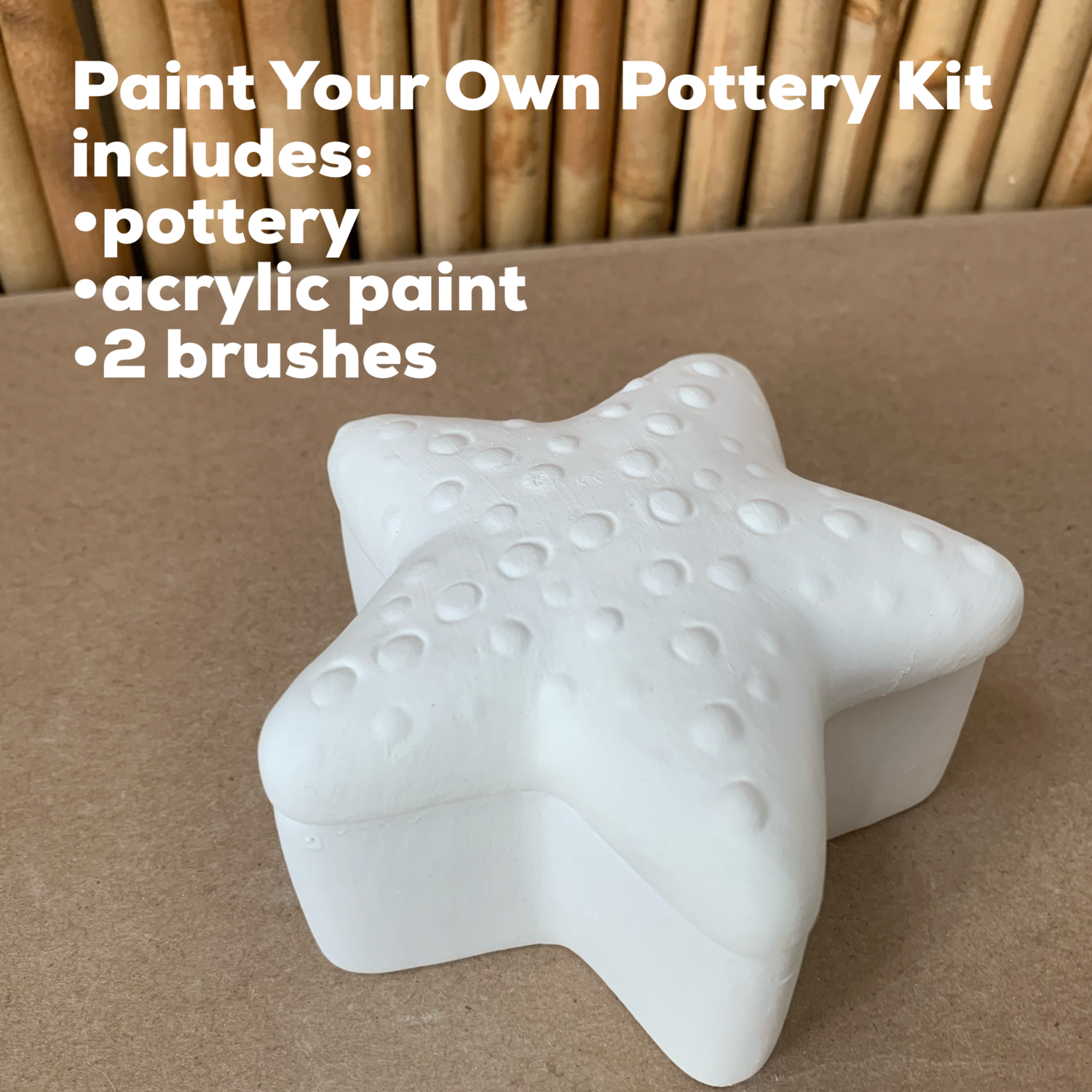 NO FIRE Paint Your Own Pottery Kit -
Ceramic Starfish Box Acrylic Painting Kit