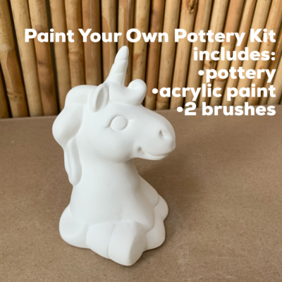 NO FIRE Paint Your Own Pottery Kit - 
Ceramic Sitting Unicorn Figurine Acrylic Painting Kit