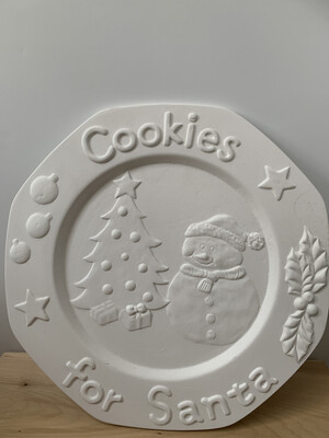 Paint Your Own Pottery - Ceramic 
 Snowman Cookies For Santa - Christmas Cookie Plate Painting Kit