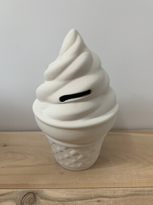 Paint Your Own Pottery - Ceramic 
 Soft Serve Ice Cream Cone Bank Painting Kit