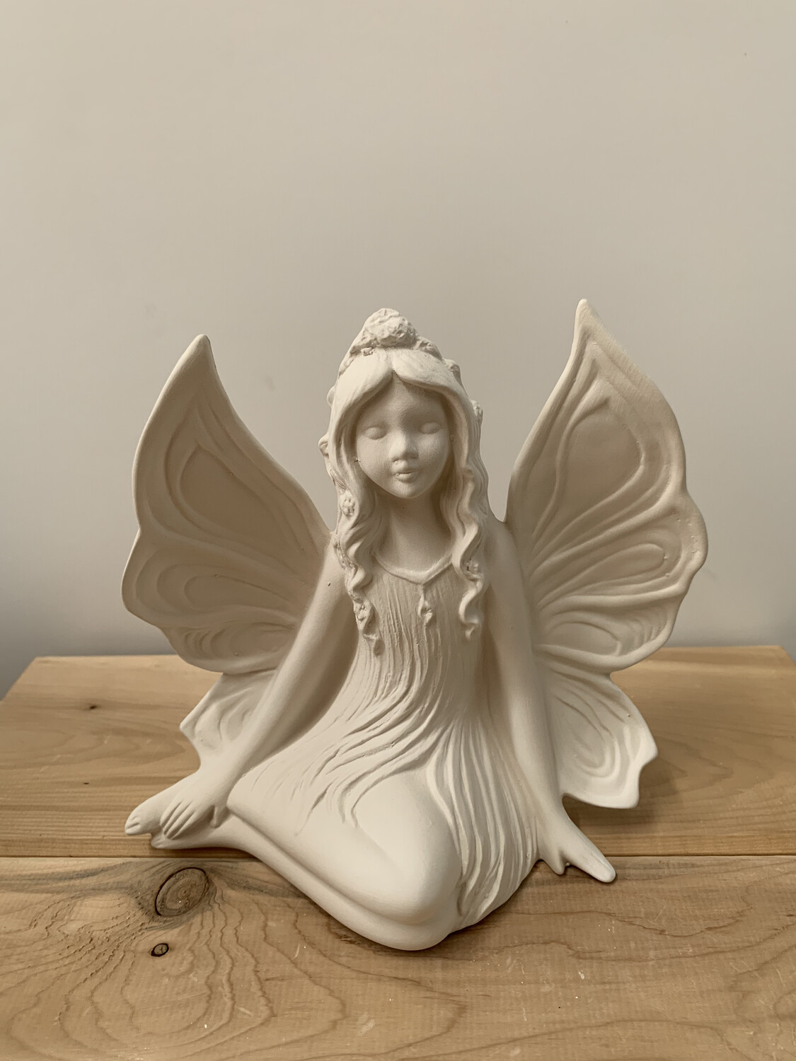 NO FIRE Paint Your Own Pottery Kit -
Ceramic Side Sitting Fairy Figurine Acrylic Painting Kit