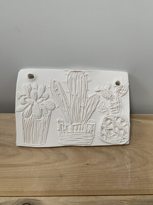 NO FIRE Paint Your Own Pottery Kit -
Ceramic Cactus Succulent Tile Acrylic Painting Kit