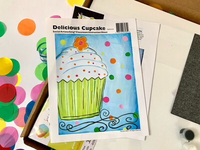 Delicious Cupcake ADULT Acrylic Paint On Canvas DIY Art Kit