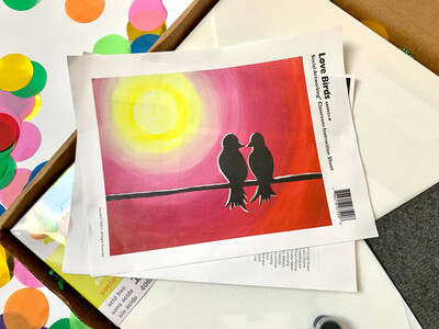 Love Birds ADULT Acrylic Paint On Canvas DIY Art Kit