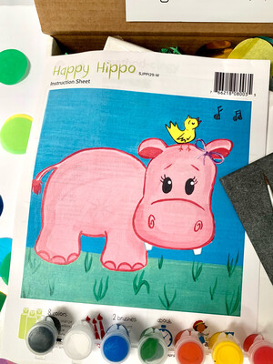 Happy Hippo KIDS Acrylic Paint On Canvas DIY Art Kit