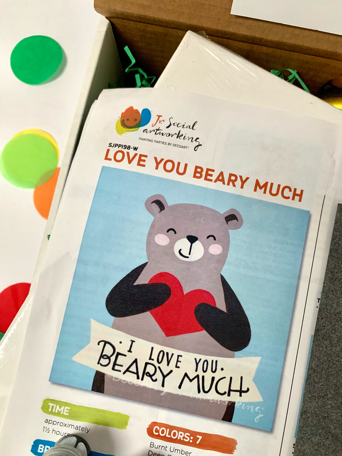 Teddy Bear Love KIDS Acrylic Paint On Canvas DIY Art Kit