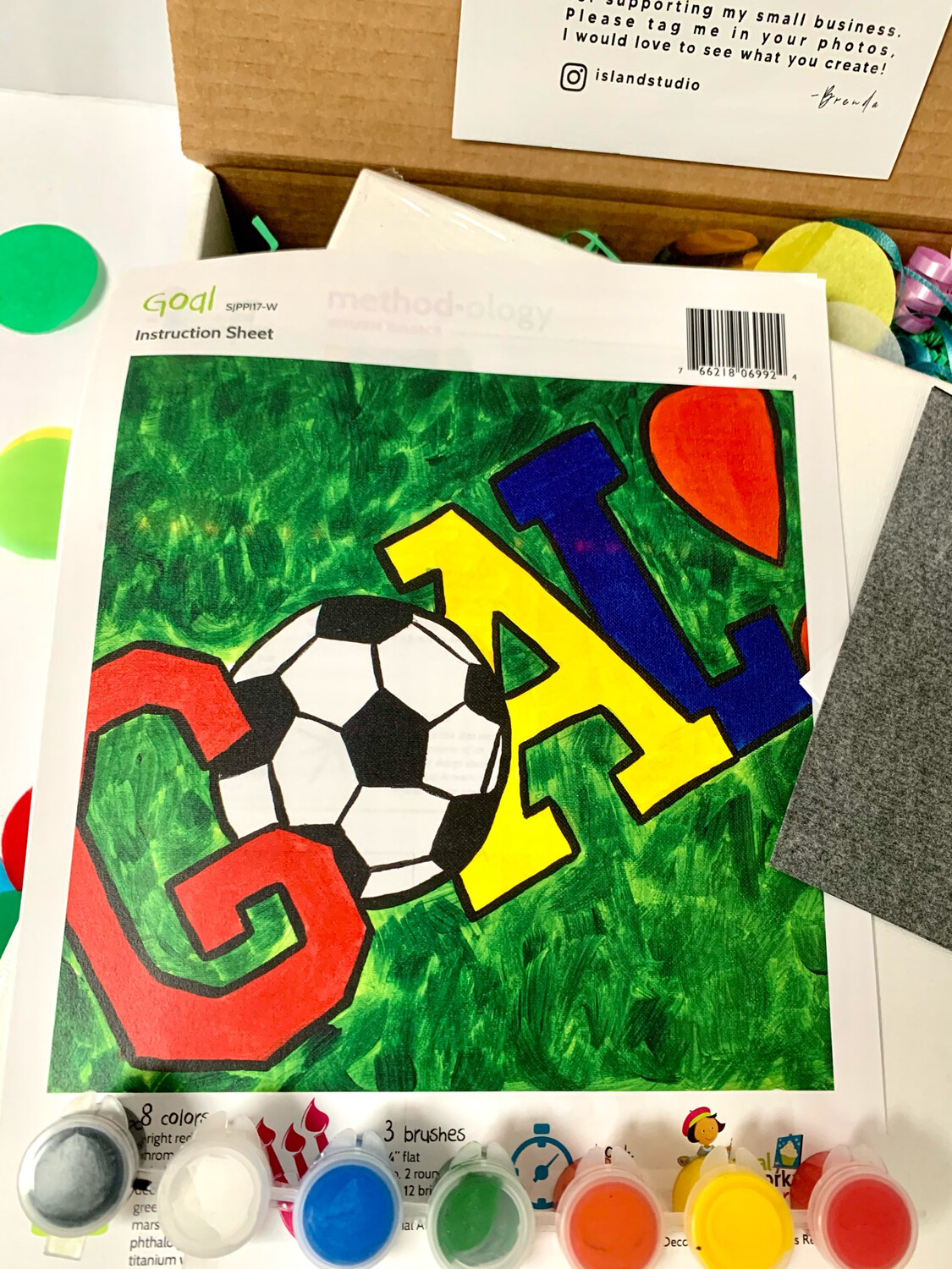 Soccer Goal KIDS Acrylic Paint On Canvas DIY Art Kit