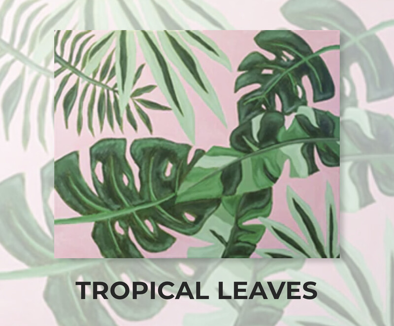 Monstera Leaves ADULT Acrylic Paint On Canvas DIY Art Kit