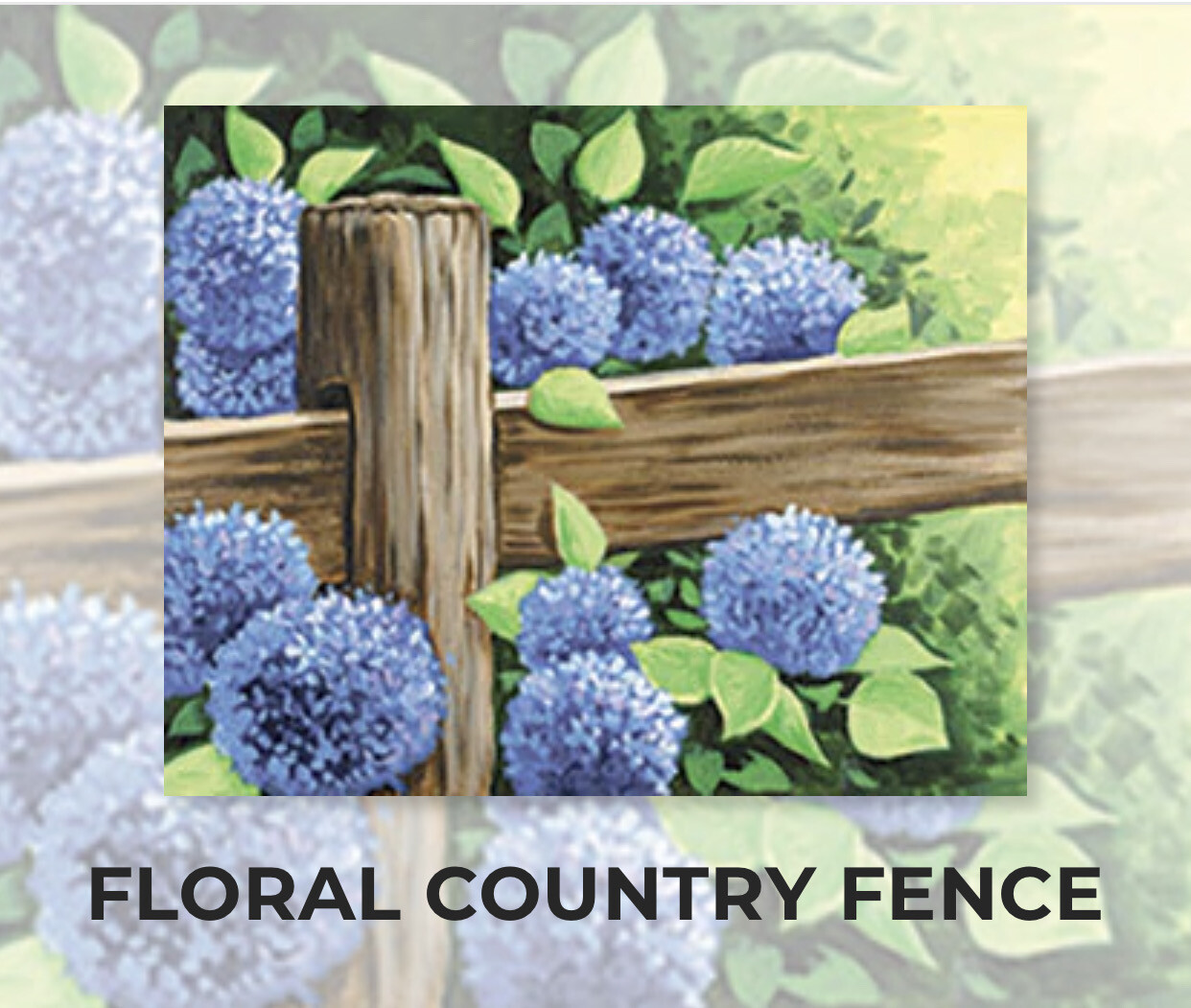 Floral Country Fence ADULT Acrylic Paint On Canvas DIY Art Kit - 3 Week Special Order