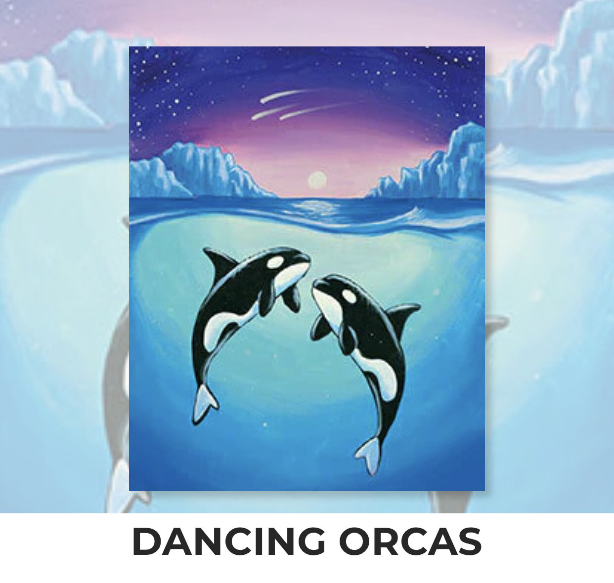 ADULT Acrylic Paint On Canvas DIY Art Kit - Dancing Orcas