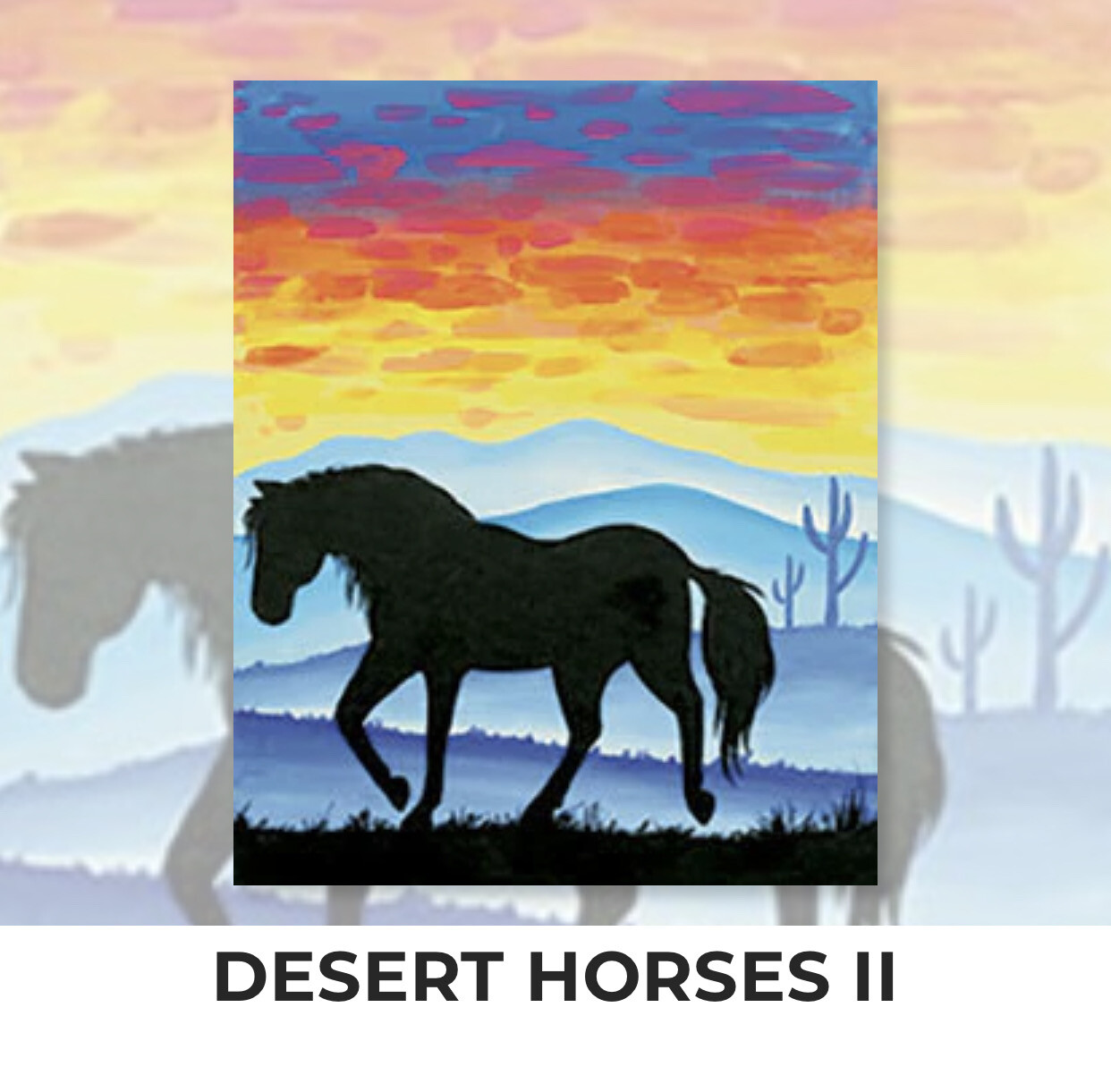 Desert Horses II ADULT Acrylic Paint On Canvas DIY Art Kit - 3 Week Special Order