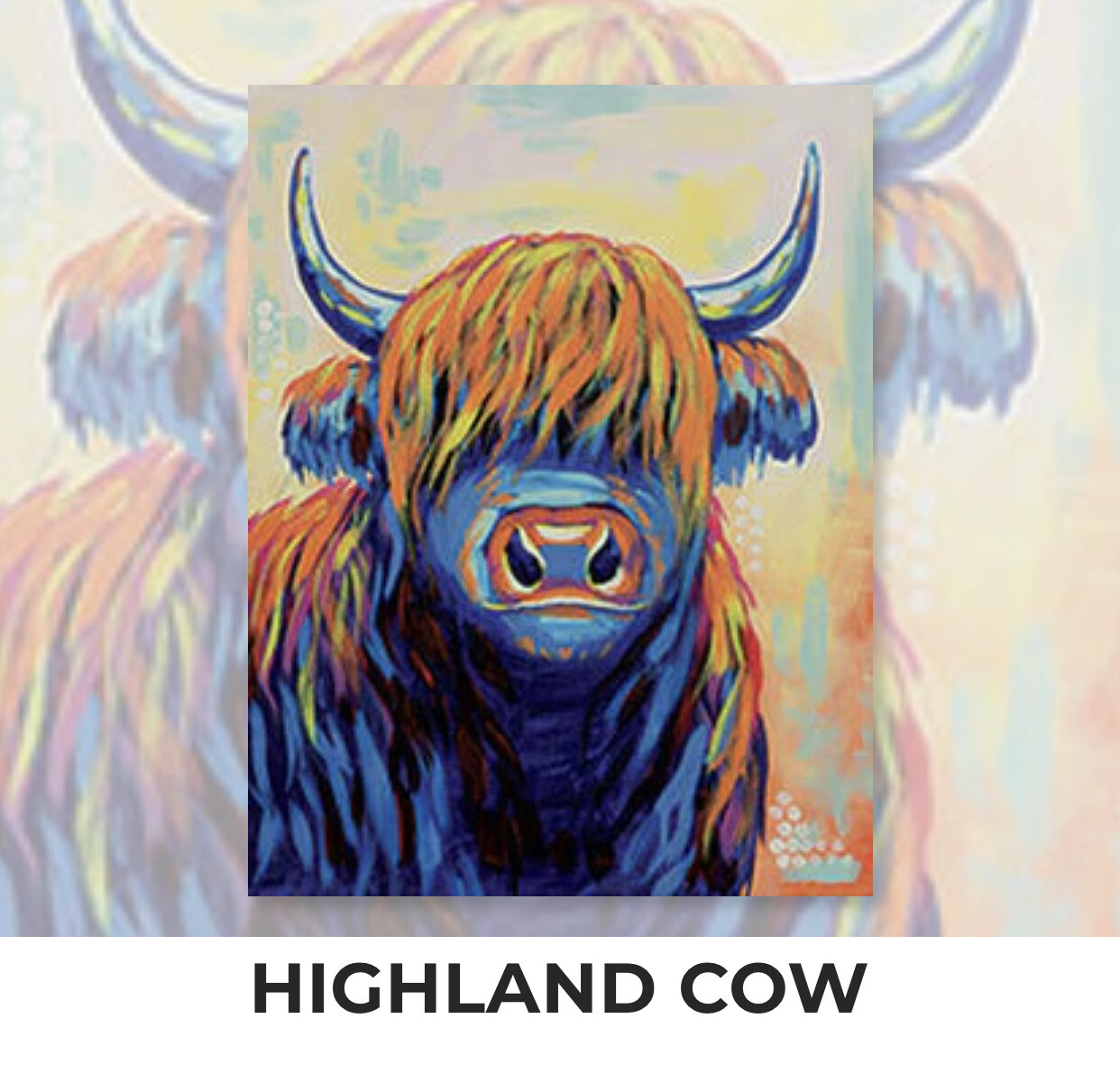 Highland Cow ADULT Acrylic Paint On Canvas DIY Art Kit - 3 Week Special Order