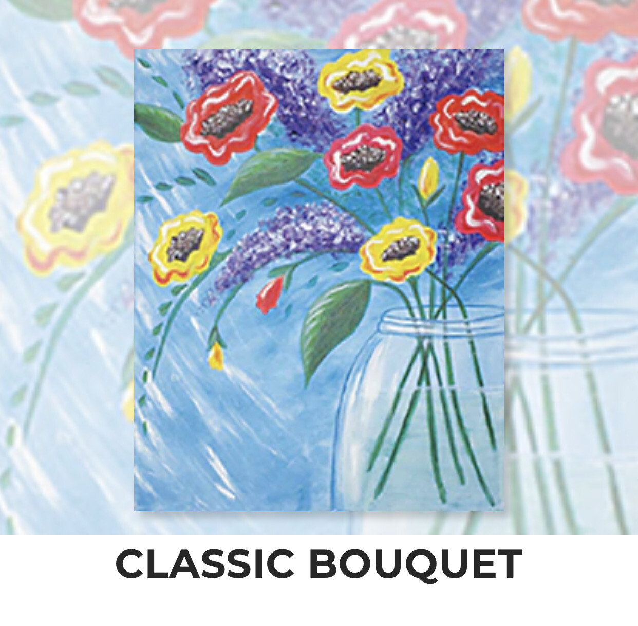 Classic Bouquet ADULT Acrylic Paint On Canvas DIY Art Kit - 3 Week Special Order