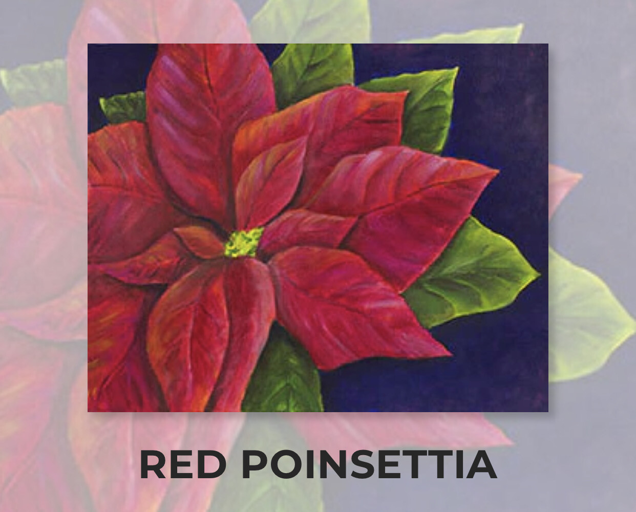 Red Poinsettia ADULT Acrylic Paint On Canvas DIY Art Kit - 3 Week Special Order