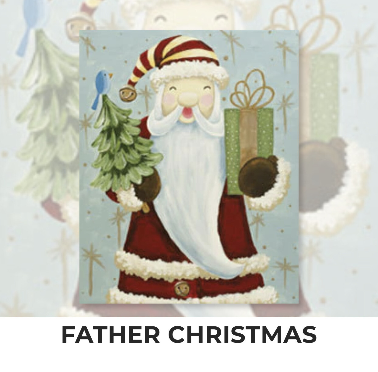 Father Christmas ADULT Acrylic Paint On Canvas DIY Art Kit - 3 Week Special Order