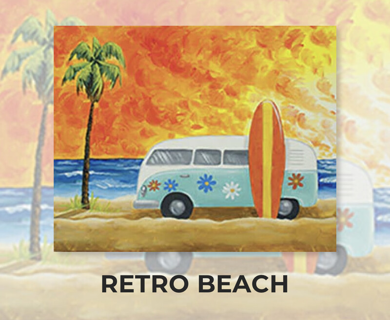 Retro Beach ADULT Acrylic Paint On Canvas DIY Art Kit