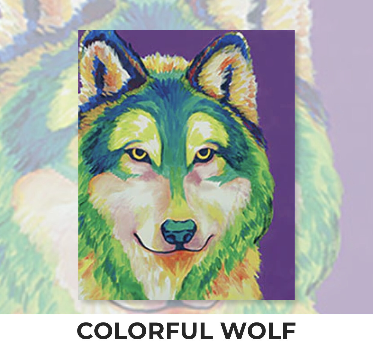 Colorful Wolf ADULT Acrylic Paint On Canvas DIY Art Kit - 3 Week Special Order