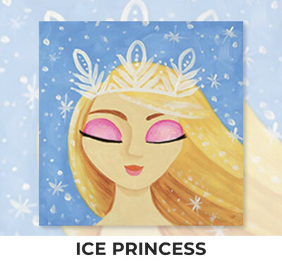 Ice Princess KIDS Acrylic Paint On Canvas DIY Art Kit 