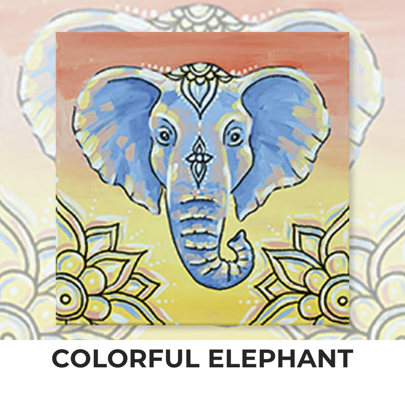 Colorful Elephant KIDS Acrylic Paint On Canvas DIY Art Kit 