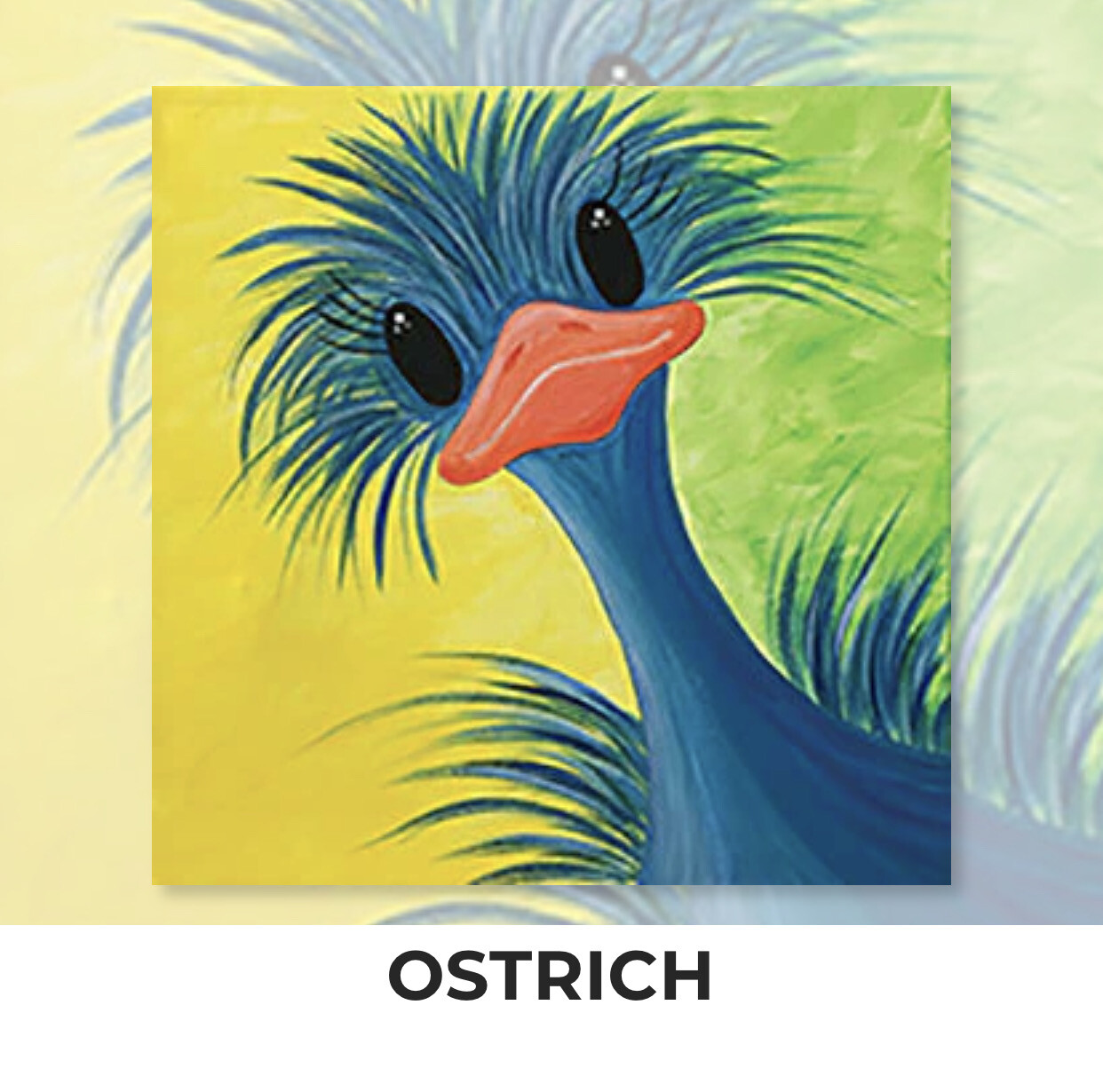 Ostrich ADULT OR TWEEN Acrylic Paint On Canvas DIY Art Kit - 3 Week Special Order
