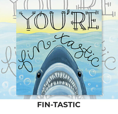 KIDS Acrylic Paint On Canvas DIY Art Kit - You’re Fin-tastic - Shark