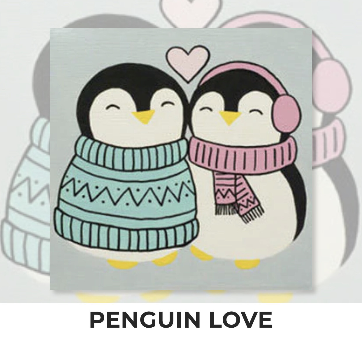Penguin Love KIDS Acrylic Paint On Canvas DIY Art Kit