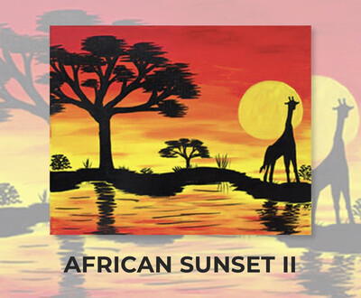 African Savannah Sunset II ADULT Acrylic Paint On Canvas DIY Art Kit