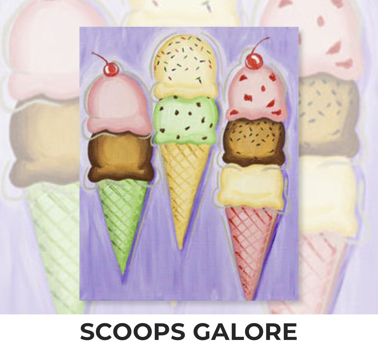 Ice Cream Scoops ADULT Acrylic Paint On Canvas DIY Art Kit