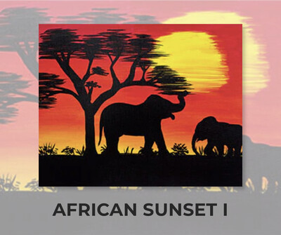 African Savannah Sunset I ADULT Acrylic Paint On Canvas DIY Art Kit