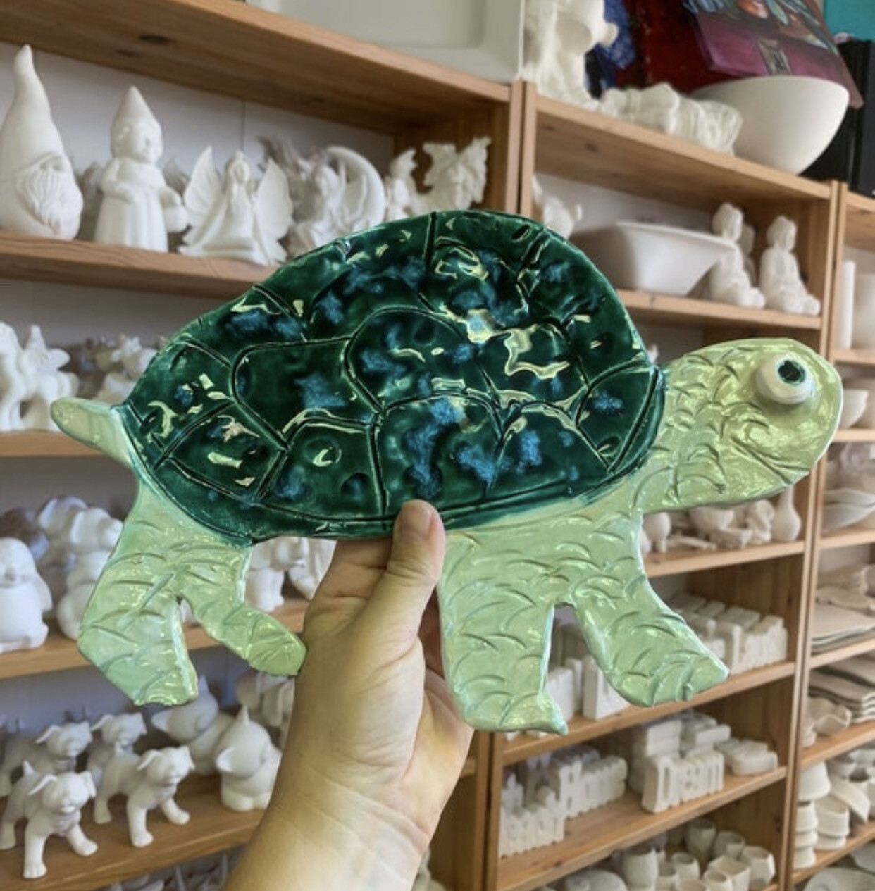 Handmade Turtle Pottery - Zipper - Clay Turtle Plaque Wall Art - Handmade Ceramic Sculpture - Nautical Beach Coastal Decor, Handpainted