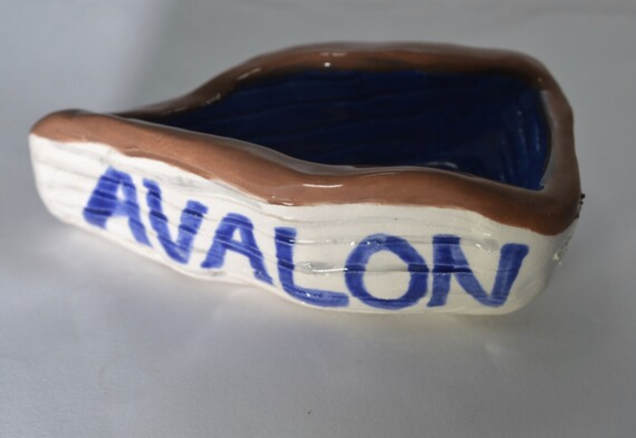 Handmade Avalon NJ Pottery - Miniature Clay Lifeguard Boat Sculpture for Desk or Bookshelf - Handmade Ceramic Avalon New Jersey Souvenir