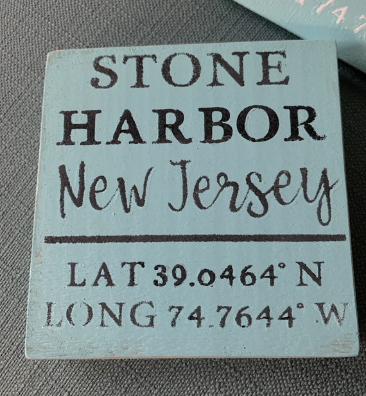 Rustic Wood Stone Harbor NJ Sign - GPS Coordinates Sign - Latitude Longitude Stone Harbor Sign
