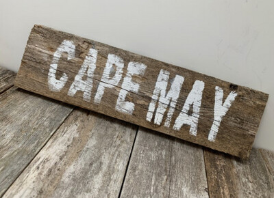 Rustic Cape May NJ Wood Sign - Wall Decor - New Jersey Beach Sign - Upcycled Barnwood