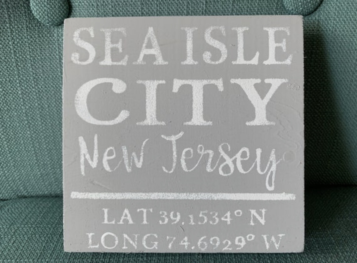 Rustic Wood Sea Isle City NJ Sign - GPS Coordinates Sign - Latitude Longitude Sea Isle City New Jersey Sign