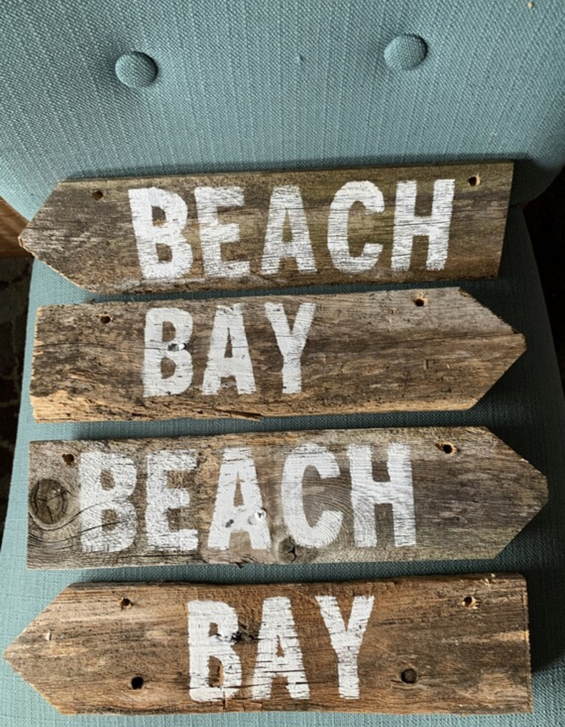 Rustic Wood Beach and Bay Sign - Directional Arrow Sign - New Home Sign - Custom Beach House Sign - Beach This Way Sign