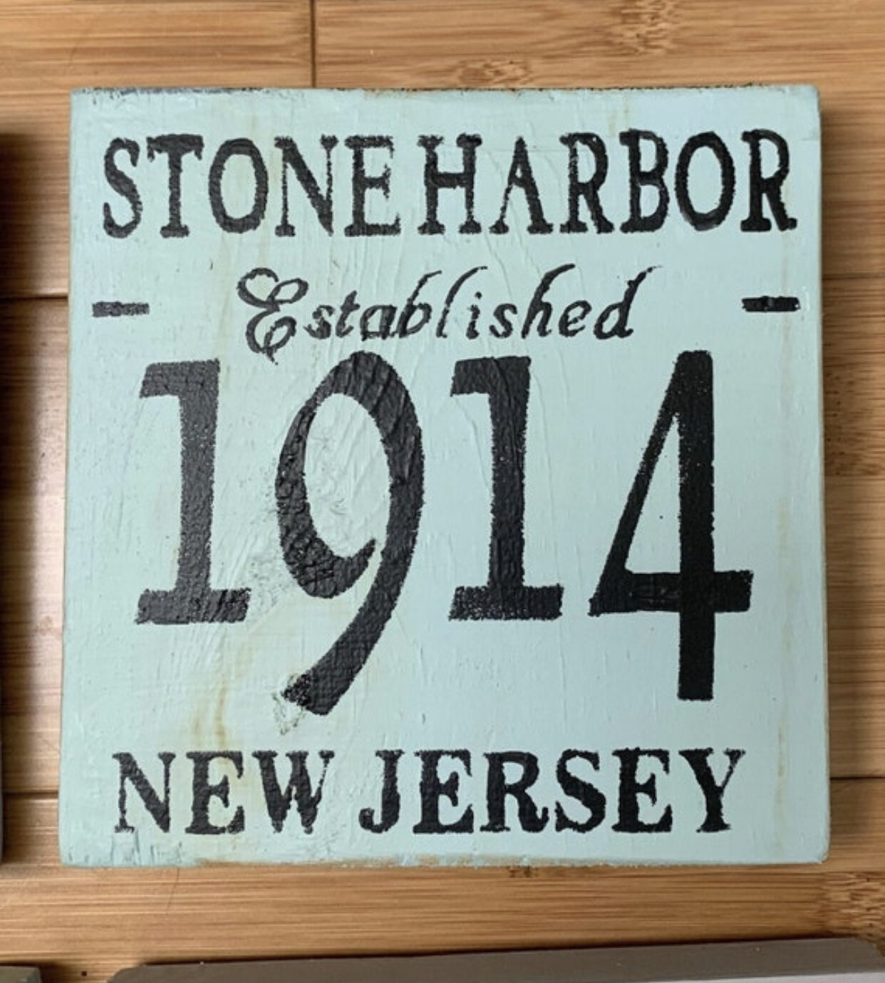 Rustic Wood Stone Harbor NJ Beach Sign - Stone Harbor New Jersey Established 1914 Sign
