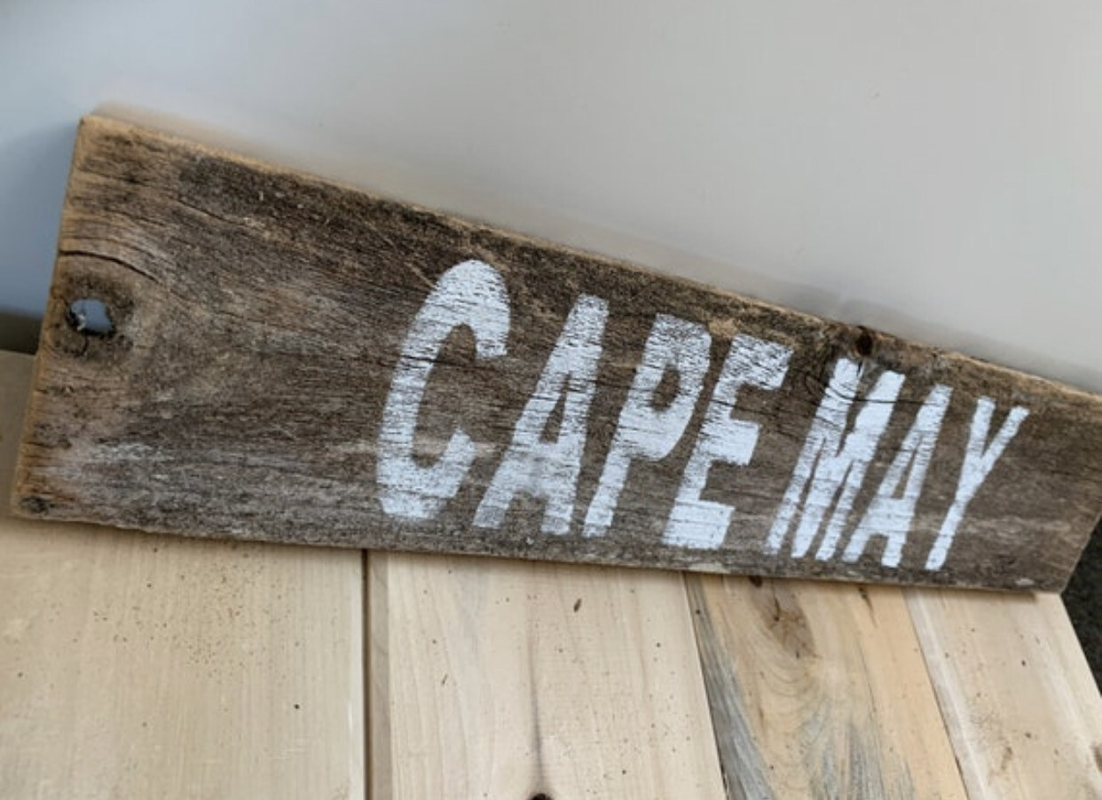 Rustic Cape May NJ Wood Sign - Wall Decor - New Jersey Beach Sign - Upcycled Barnwood