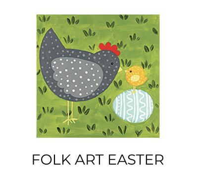 Folk Art Easter Chickens - KIDS Acrylic Paint On Canvas DIY Art Kit - 3 Week Special Order