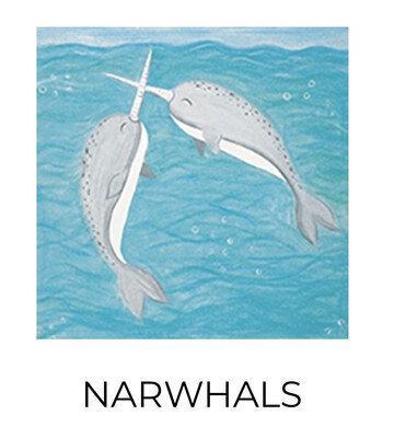 Narwhals - KIDS Acrylic Paint On Canvas DIY Art Kit - 3 Week Special Order