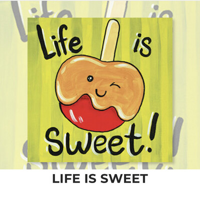 Life Is Sweet Caramel Apple - KIDS Acrylic Paint On Canvas DIY Art Kit - 3 Week Special Order
