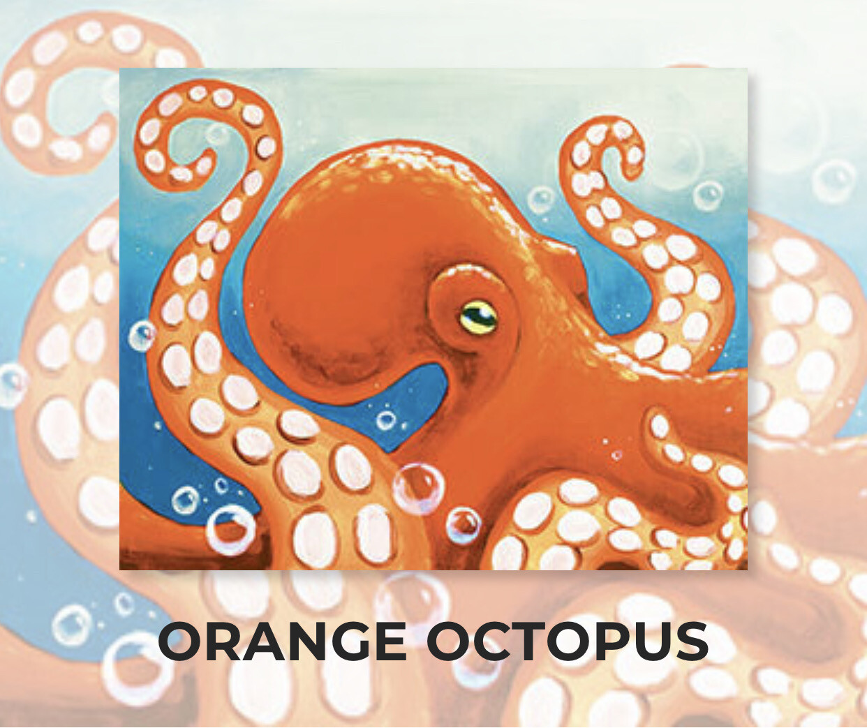 Orange Octopus ADULT Acrylic Paint On Canvas DIY Art Kit - 3 Week Special Order