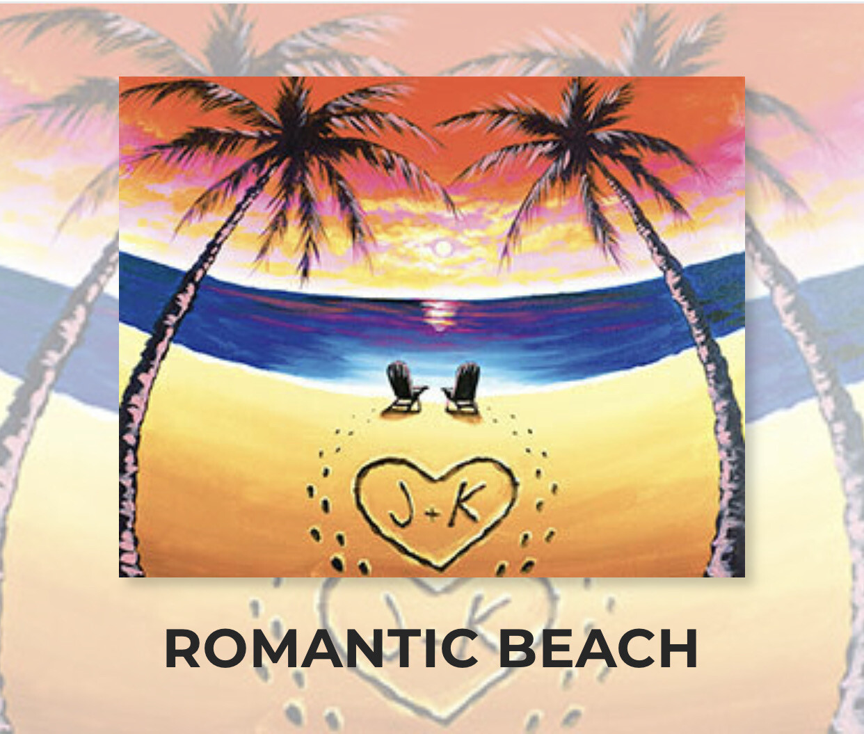 Romantic Beach ADULT Acrylic Paint On Canvas DIY Art Kit - 3 Week Special Order