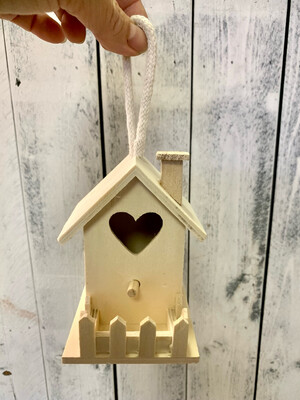 4.7” Wood Heart and Fence Birdhouse Painting Set - Craft Kit 