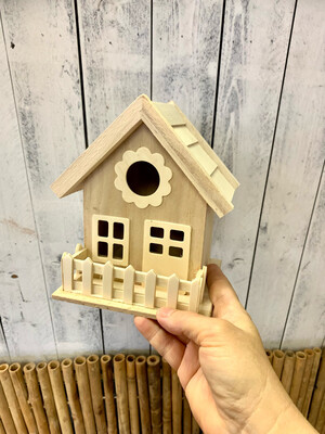 7” Wood Birdhouse With Fence Painting DIY Craft Kit